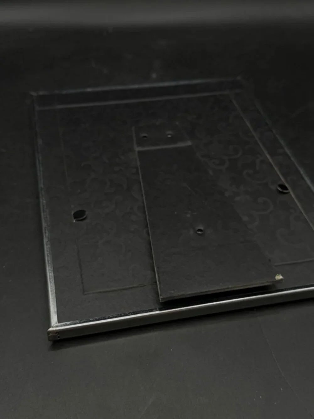 Art Deco Style Picture Frame Silver Black Reverse Painted 7” X 9”